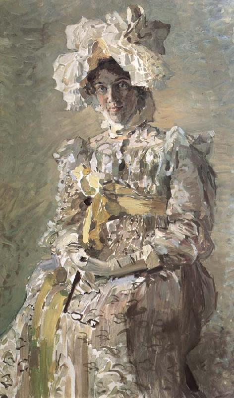 Mikhail Vrubel Portrait of Nadezhda zabela-Vrubel.the Artist's wife,wearing an empire-styles summer dress made to his design Sweden oil painting art